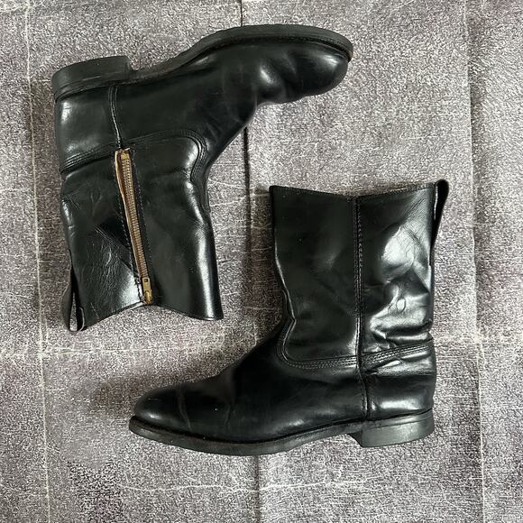Men\'s Vintage 50\'s Frye USA Black Talon Ankle Zip Black Leather Jet Boots Sz 10 main image 7